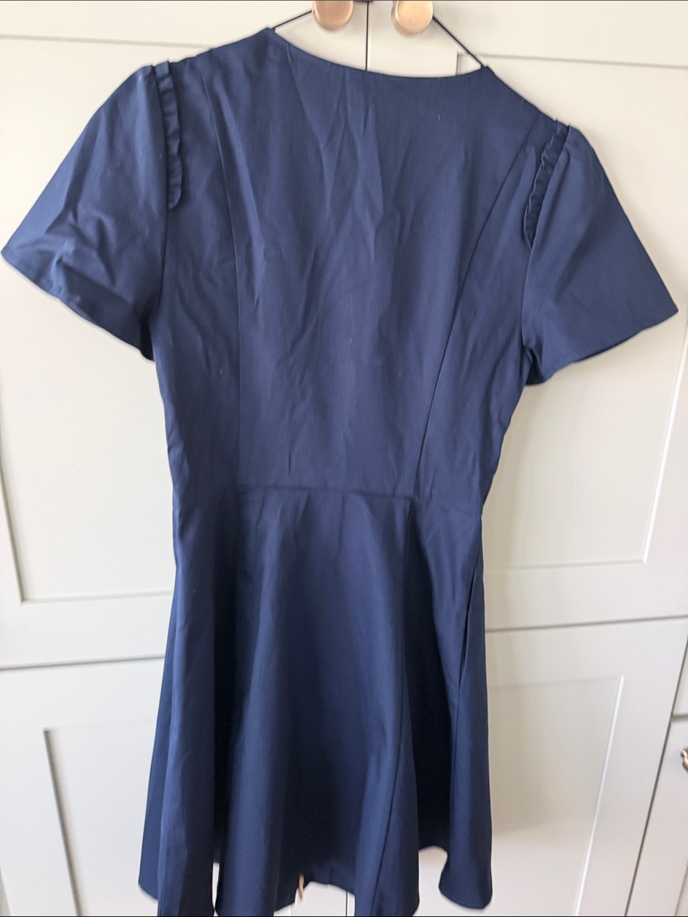 🦋Draper James Navy Zip-Front Fit & Flare Dress with Ruffle Sleeves - Picture 8 of 10